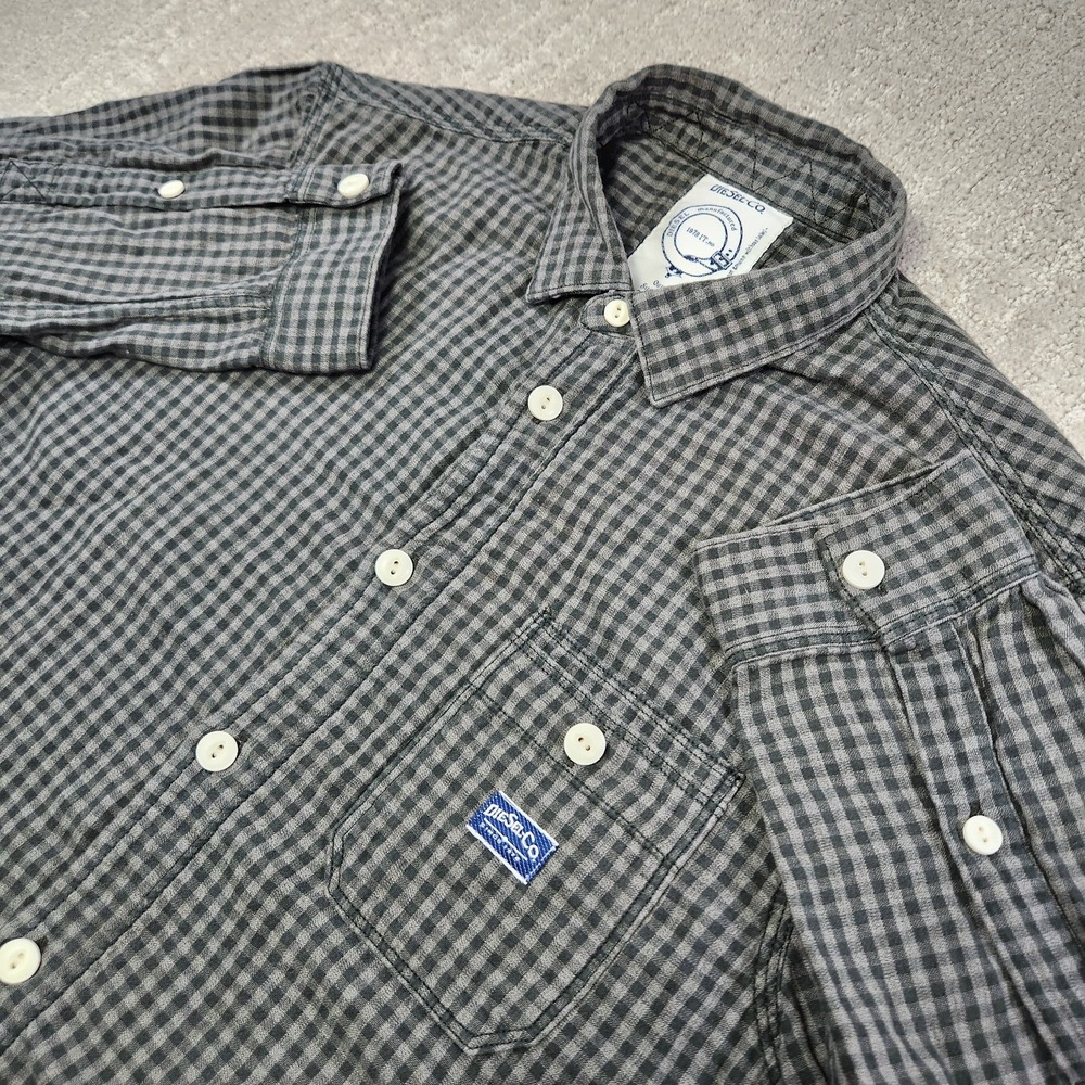 Diesel Shirt Men Large Green Gingham Check Button Up Extra Slim Fit Work Pocket